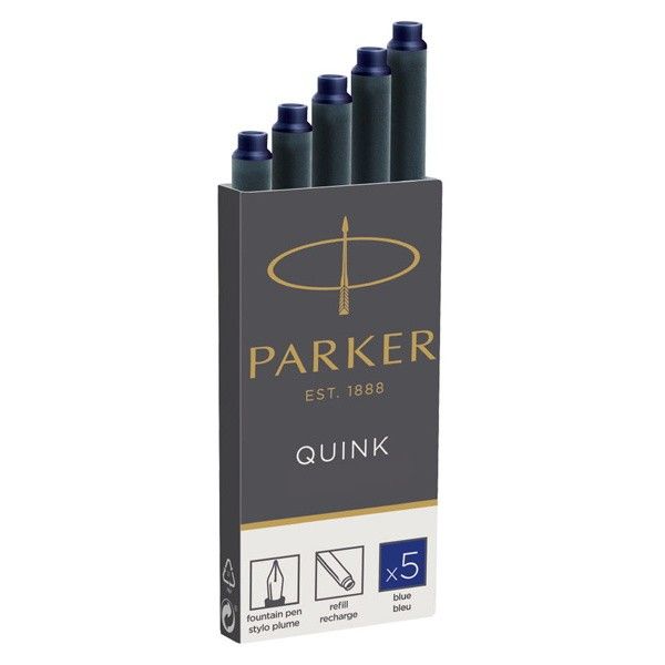 Картріджи Quink для пір'яних ручок Parker Сині 11 410BLU