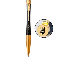 Кулькова ручка Parker URBAN 17 Muted Black GT BP Тризубець на торці + Слава Україні 30035_T011y