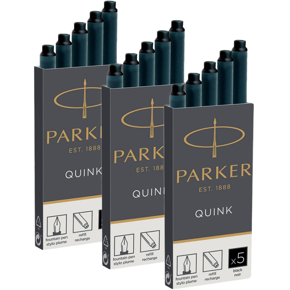 Набір Картриджів Parker Quink 15 шт Чорні 3 упаковки 11 410BK