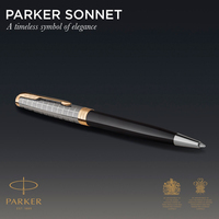 Кулькова ручка Parker SONNET 17 Metal and Black Lacquer GT BP